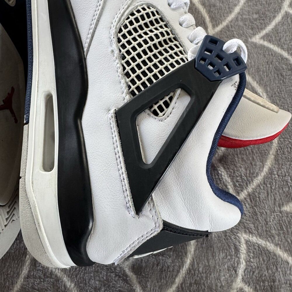 Jordan Air Jordan 4 Retro White Navy Black Men's Sneaker Size 10 - Picture 13 of 16